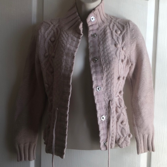 H&M Light Pink Button & Tie Mock Neck Cardigan - Picture 4 of 8